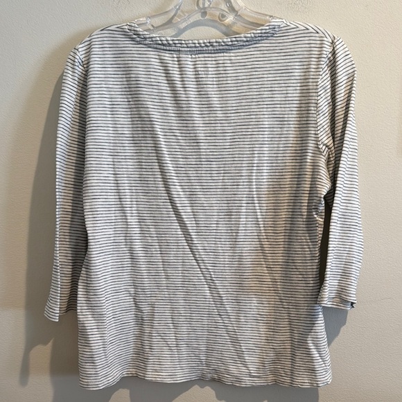 Boden The Cotton Notch Tee Navy‎ Stripe Quarter Sleeve Small V Neck - Picture 5 of 5